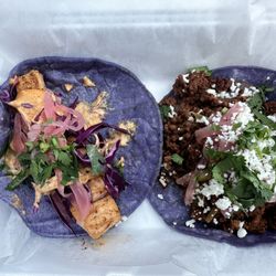 La Catrina - Salmon taco and chorizo taco