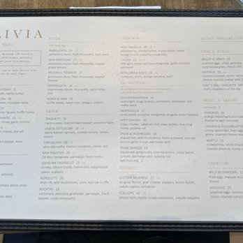 OLIVIA - Menu - Italian Near Me - Tampa, Florida