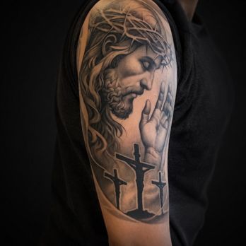 Peaks and Valleys Ultimate Tattoo Experience - Jesus piece - Tattoo Near Me - Sacramento, California Peaks and Valleys Ultimate Tattoo Experience - Jesus piece - Tattoo Near Me - Sacramento, California
