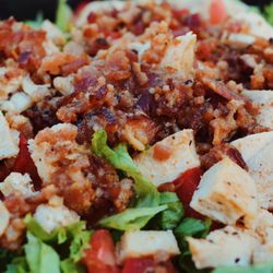 The Zingaro - Paleo BLT- Fresh Lettuce topped with Seasoned Grilled Chicken, Bacon, and Tomatoes. Your choice of dressing!