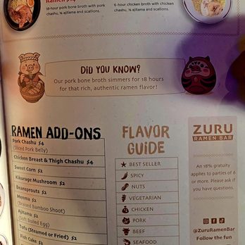 Zuru Ramen Bar - Menu - Ramen Near Me - North Miami Beach, Florida