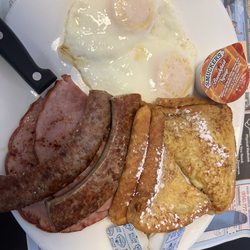 Romanellis On the Greene - 2 undercooked eggs, French pressed toast, Virginia baked ham.