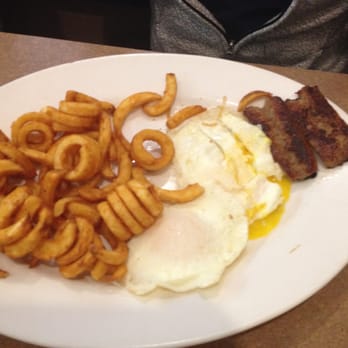 D&D Coffee Shop - Two eggs over medium,sausage and curly fries - Breakfast & Brunch Near Me - Brooklyn, New York D&D Coffee Shop - Two eggs over medium,sausage and curly fries - Breakfast & Brunch Near Me - Brooklyn, New York