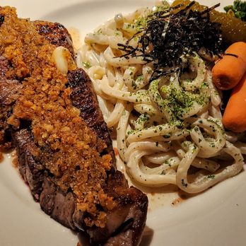 Ginza - 12 oz NY Strip (with garlic butter instead of truffle sauce) - Izakaya Near Me - Las Vegas, Nevada
