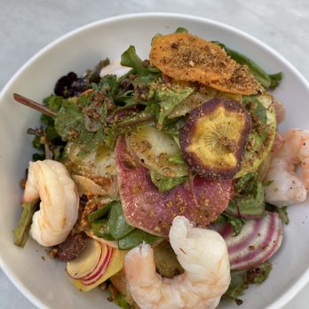 RH Rooftop Restaurant at RH West Palm - Veggie salad with shrimp - Wine Bars Near Me - West Palm Beach, Florida