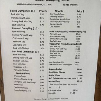 Golden Dumpling House - Menu - Chinese Near Me - Houston, Texas