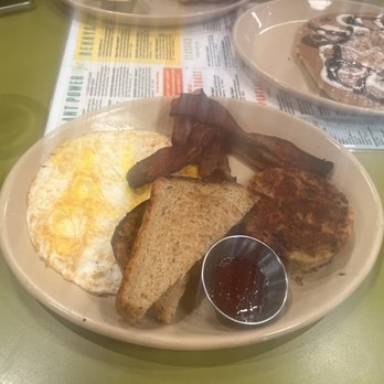 Snooze, an A.M. Eatery - Eggs with bacon and toast. - Breakfast & Brunch Near Me - Nashville, Tennessee Snooze, an A.M. Eatery - Eggs with bacon and toast. - Breakfast & Brunch Near Me - Nashville, Tennessee