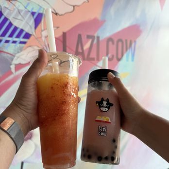 Lazi Cow - Mangonada and strawburst boba drink - Bubble Tea Near Me - Folsom, California Lazi Cow - Mangonada and strawburst boba drink - Bubble Tea Near Me - Folsom, California