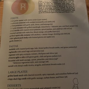 Photo of Reveler’s Hour - Washington, DC, United States. Menu - note the service fee mentioned at the top