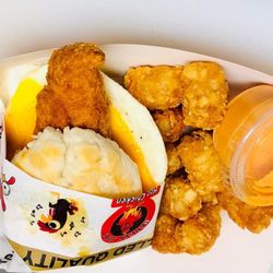 Hangry Joe’s Hot Chicken - Chicken Breast Biscuit Sandwich with Potato Tots