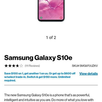 Verizon - Actual Samsung Galaxy s10e is only $599. Victra charges  $755. - Mobile Phones Near Me - Elk Grove, California