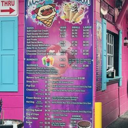 Manny's Ice Cream Shop - Ice cream menu