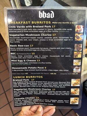 Menu photo 2 Bbad - Breakfast Burritos All Day Pasadena, CA Menu photo 2 Bbad - Breakfast Burritos All Day Pasadena, CA