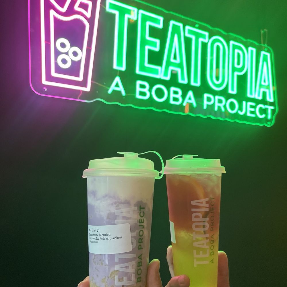 Teatopia - Cheers to Teatopia! A custom drink & Lychee Limelight. @ojbaylen - Bubble Tea Near Me - Long Beach, California