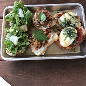 Oddwood Brewing - Bruschetta Flight-$7 The Eggplant Caponata and Caprese ones were really good. - Breweries Near Me - Austin, Texas Oddwood Brewing - Bruschetta Flight-$7 The Eggplant Caponata and Caprese ones were really good. - Breweries Near Me - Austin, Texas