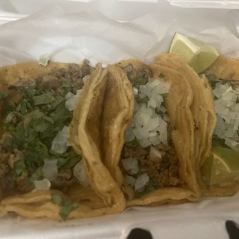 Taste of Cholulas - three tacos in a styrofoam container - Food Trucks Near Me - Indianapolis, Indiana Taste of Cholulas - three tacos in a styrofoam container - Food Trucks Near Me - Indianapolis, Indiana