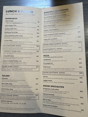 Menu photo 1 Field House Poulsbo, WA