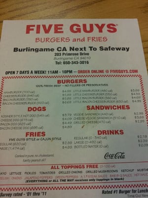 Menu photo 5 Five Guys Burlingame, CA Menu photo 5 Five Guys Burlingame, CA