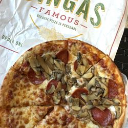 Half plain, half pepperoni & mushrooms