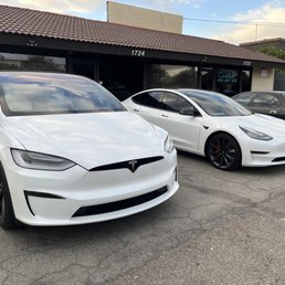 Exterior outside entrance of Tint & performance specialists - TESLA X in for body work. - Santa Ana, California Exterior outside entrance of Tint & performance specialists - TESLA X in for body work. - Santa Ana, California