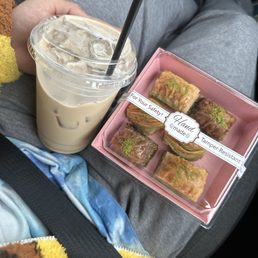 Baklava mix, hazelnut iced latte
