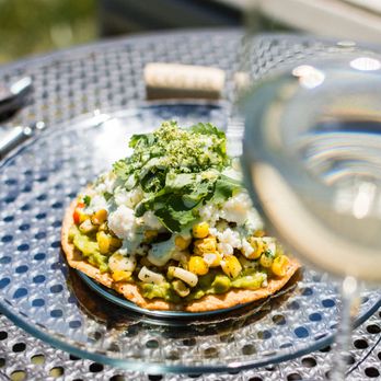 Coria Estates - Tostada -- Crispy Tortilla, Chunky Guacamole,
Elote Salad, and Queso Fresco. Suggested Pairing: 2023 Sauvignon Blanc - Wine Tasting Room Near Me - Salem, Oregon