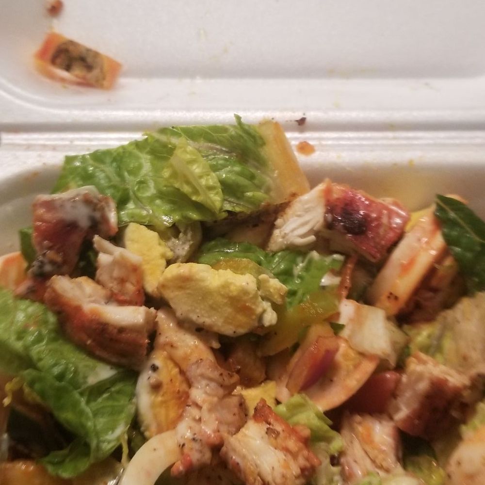 No Cobbs - Blackened chicken salad, not worth the $ tomatoes with a core,tonssss of red onions and overcooked eggs - Salad Near Me - Calumet City, Illinois No Cobbs - Blackened chicken salad, not worth the $ tomatoes with a core,tonssss of red onions and overcooked eggs - Salad Near Me - Calumet City, Illinois