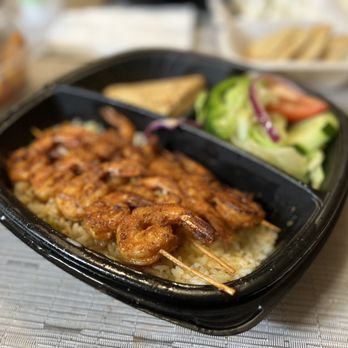 Just Kabobs - Shrimp plate - only rice pilaf (without potatoes) - Greek Near Me - Midlothian, Illinois