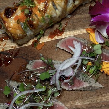 Octopus Japanese Restaurant - Seared Garlic Tuna Carpaccio and Vegas Roll - Japanese Near Me - Burbank, California Octopus Japanese Restaurant - Seared Garlic Tuna Carpaccio and Vegas Roll - Japanese Near Me - Burbank, California
