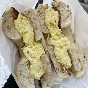 Bagel Street Cafe - Eggwich on onion bagel - Bagels Near Me - Berkeley, California