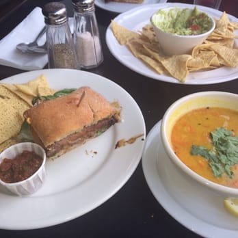 Higher Taste, Plant-Based - Portobello burger, indain lentil soup and guc n chips - Vegan Near Me - Long Beach, California