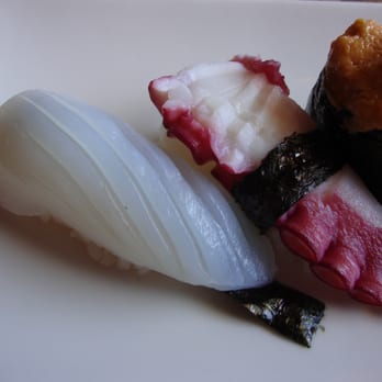 Kassai Sushi - Left to Right : Ika and Tako Nigiri - Sushi Bars Near Me - Denver, Colorado Kassai Sushi - Left to Right : Ika and Tako Nigiri - Sushi Bars Near Me - Denver, Colorado