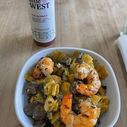 Truffle Mushroom - Squash Tagliatelle with added Shrimp Truffle Mushroom - Squash Tagliatelle with added Shrimp