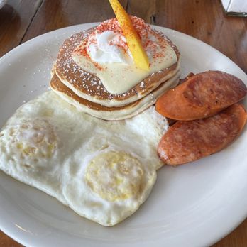 Moke’s Bread And Breakfast - Sunrise Breakfast #1 - $13.95 + $3.00 special (mango pancakes, seasonal) - Breakfast & Brunch Near Me - Honolulu, Hawaii