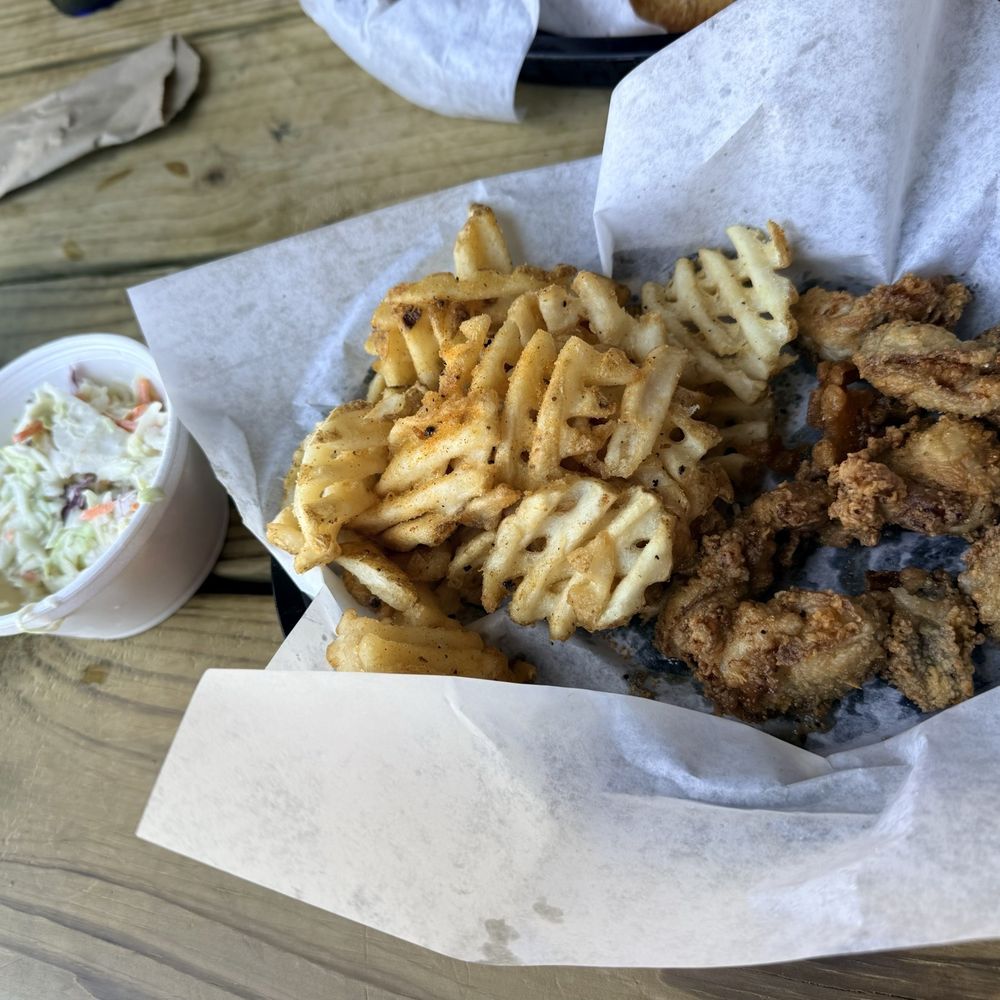 Dockside Dave's - Fried oyster platter, waffle fries and coleslaw - Seafood Near Me - Madeira Beach, Florida Dockside Dave's - Fried oyster platter, waffle fries and coleslaw - Seafood Near Me - Madeira Beach, Florida