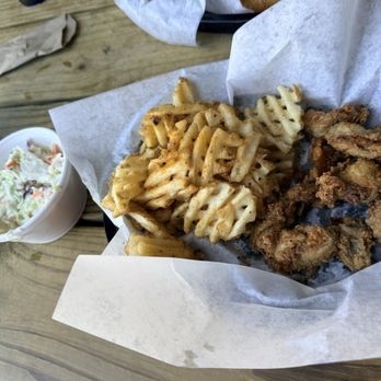 Dockside Dave's - Fried oyster platter, waffle fries and coleslaw - Seafood Near Me - Madeira Beach, Florida Dockside Dave's - Fried oyster platter, waffle fries and coleslaw - Seafood Near Me - Madeira Beach, Florida