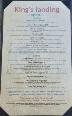 Menu photo 1 King's Landing Bistro Springdale, UT Menu photo 1 King's Landing Bistro Springdale, UT