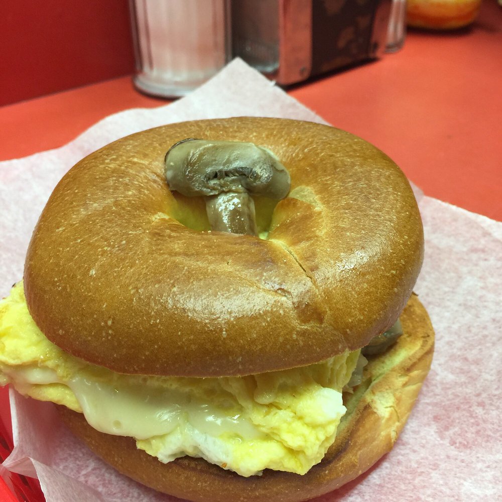 The Hungry A - Egg cheese mushroom and onions on bagel. Omg yummy - American Near Me - Springfield, Pennsylvania The Hungry A - Egg cheese mushroom and onions on bagel. Omg yummy - American Near Me - Springfield, Pennsylvania