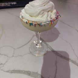 Birthday Martini, they swapped Bailey's in because they were out of the strawberry liqueur that their recipe calls for. Birthday Martini, they swapped Bailey's in because they were out of the strawberry liqueur that their recipe calls for.