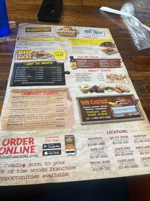 Menu photo 2 BubbaQue's Sun City Center, FL Menu photo 2 BubbaQue's Sun City Center, FL