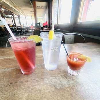 Beamie's at the River - BlackBerry Margarita (okay) , water and a oyster shooter (delicious) - American Near Me - Augusta, Georgia Beamie's at the River - BlackBerry Margarita (okay) , water and a oyster shooter (delicious) - American Near Me - Augusta, Georgia