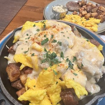 Barrel House Restaurant and Bar - This southern skillet merges so well together in flavor it's almost a crime I mean it's just perfect that sausage gravy is to die for - Whiskey Bars Near Me - Mt. Juliet, Tennessee