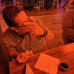 Chowing down on some pizza!