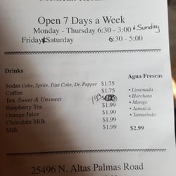 Blanquita's Cafe - The menu....