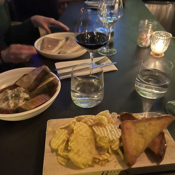 Maxwell Park - Truffle grilled cheese (bottom), fresh burrata (left), crunch wrap supreme (top dish) - Wine Bars Near Me - Washington, DC, District of Columbia