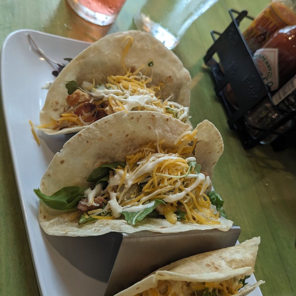 Mimosas - Baja chicken tacos with arugula and cheese. - Breakfast & Brunch Near Me - Myrtle Beach, South Carolina Mimosas - Baja chicken tacos with arugula and cheese. - Breakfast & Brunch Near Me - Myrtle Beach, South Carolina