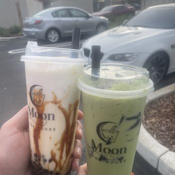 Moon Tea House - Kuro dirty tea (like brown sugar) and Thai green milk tea - Coffee & Tea Near Me - Roseville, California