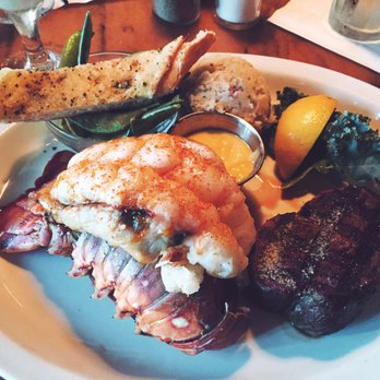 Flamingo Grill - Surf & turf (lobster tail and 6oz filet mignon) with garlic mashed potatoes. - Seafood Near Me - Myrtle Beach, South Carolina
