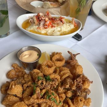 Rails Steakhouse - Calamari and the Butter Poached Lobster Mashed Potatoes.. yummmmm - Steakhouses Near Me - Towaco, New Jersey