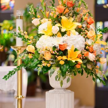 Flower Arrangement Pedestal Used At The Church In Front Of Our